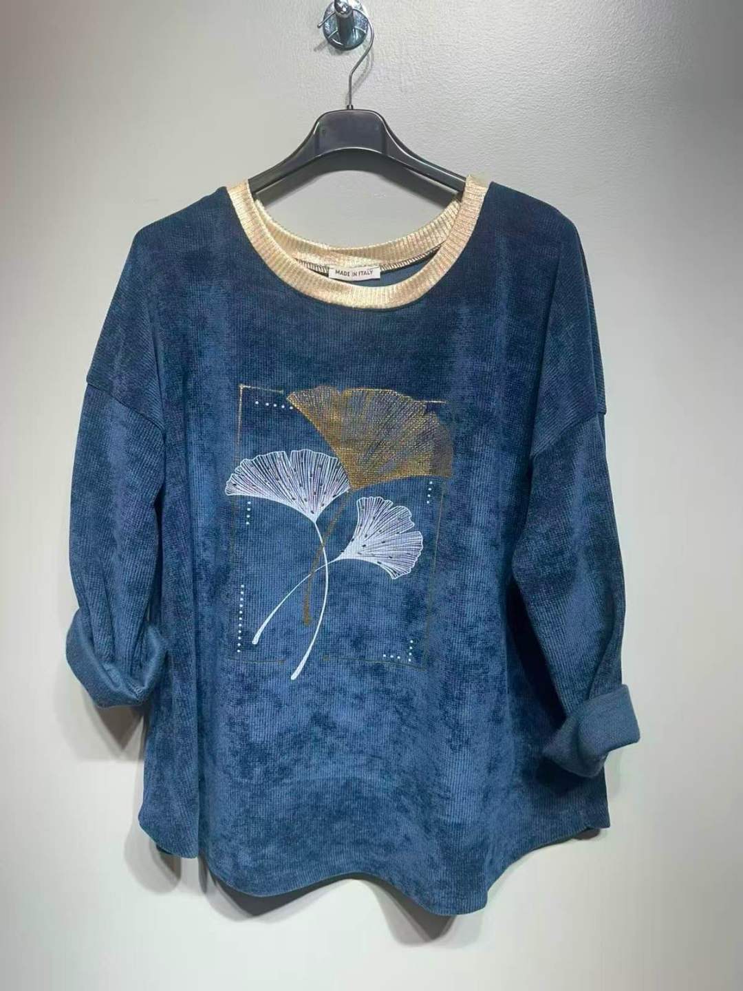 CO58 Navy Ginkgo Print Tunic