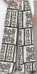 ELPIKO Italian Wide Legs Olive Ikat Summer Pants LOOWIE
