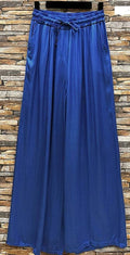 ELPRB Italian Royal Blue Wide Legs Satin Feel Pants LOOWIE