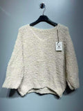 CO10 Beige Fuzzy V-Neck Sweater