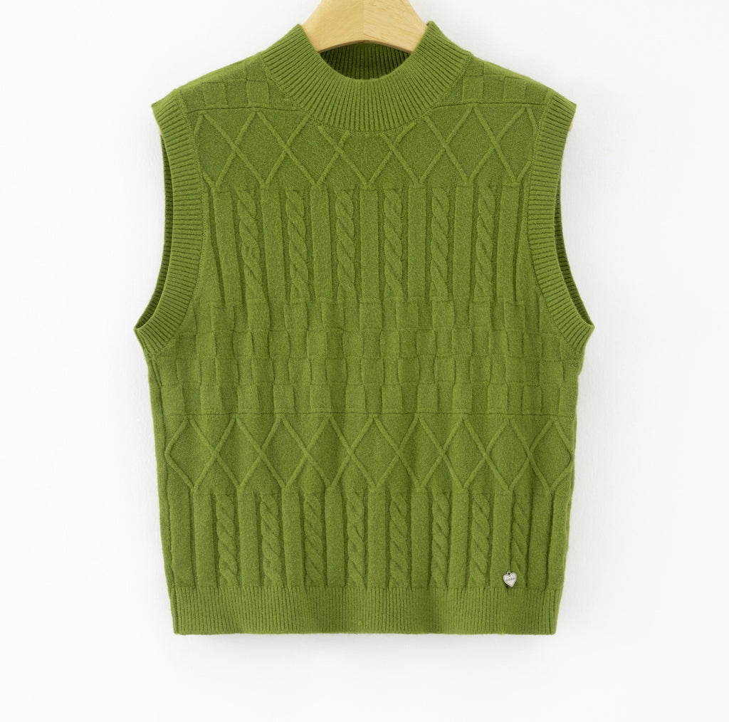 LUJKT9 Olive Jacquard Knit Tank Top