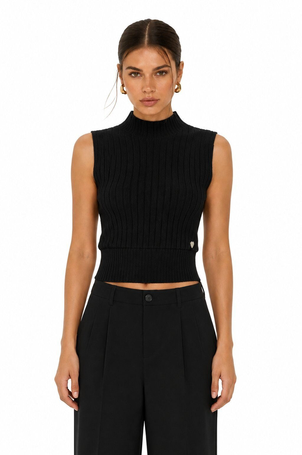 LURTS2 Black Ribbed Turtleneck Sweater