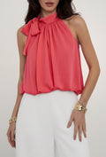 ESABFU Anais Pussy Bow Blouse Fuchsia