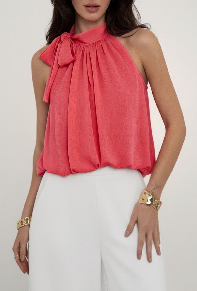 ESABFU Anais Pussy Bow Blouse Fuchsia