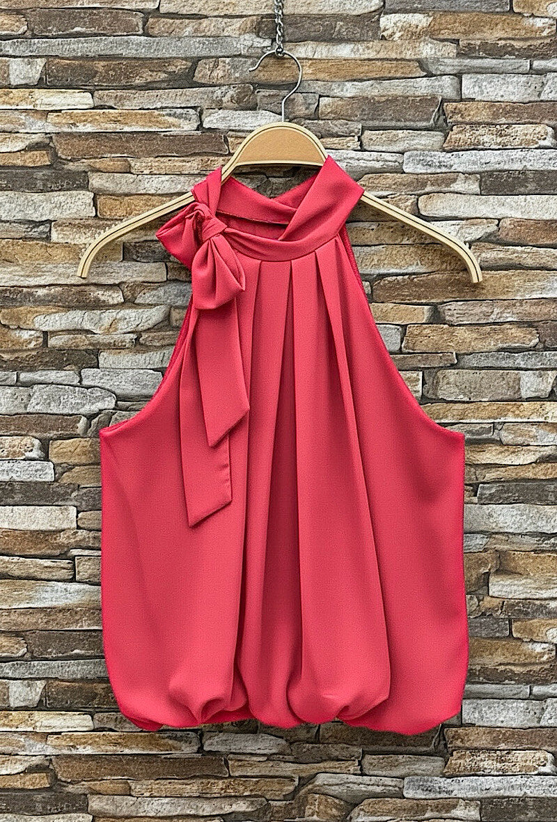 ESABFU Anais Pussy Bow Blouse Fuchsia