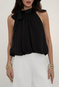 ESABBK Anais Pussy Bow Blouse Black