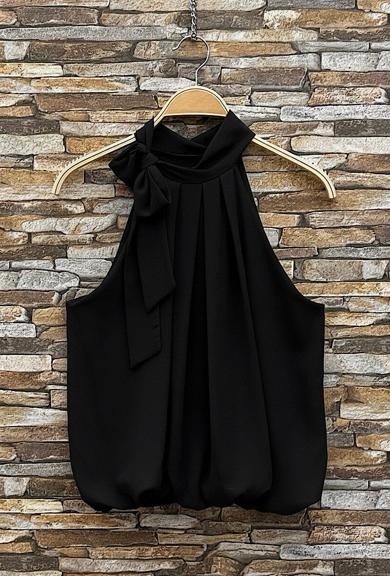 ESABBK Anais Pussy Bow Blouse Black