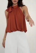 ESABTC Anais Pussy Bow Blouse Terracotta