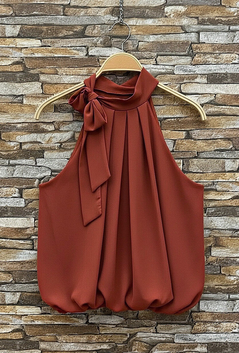 ESABTC Anais Pussy Bow Blouse Terracotta