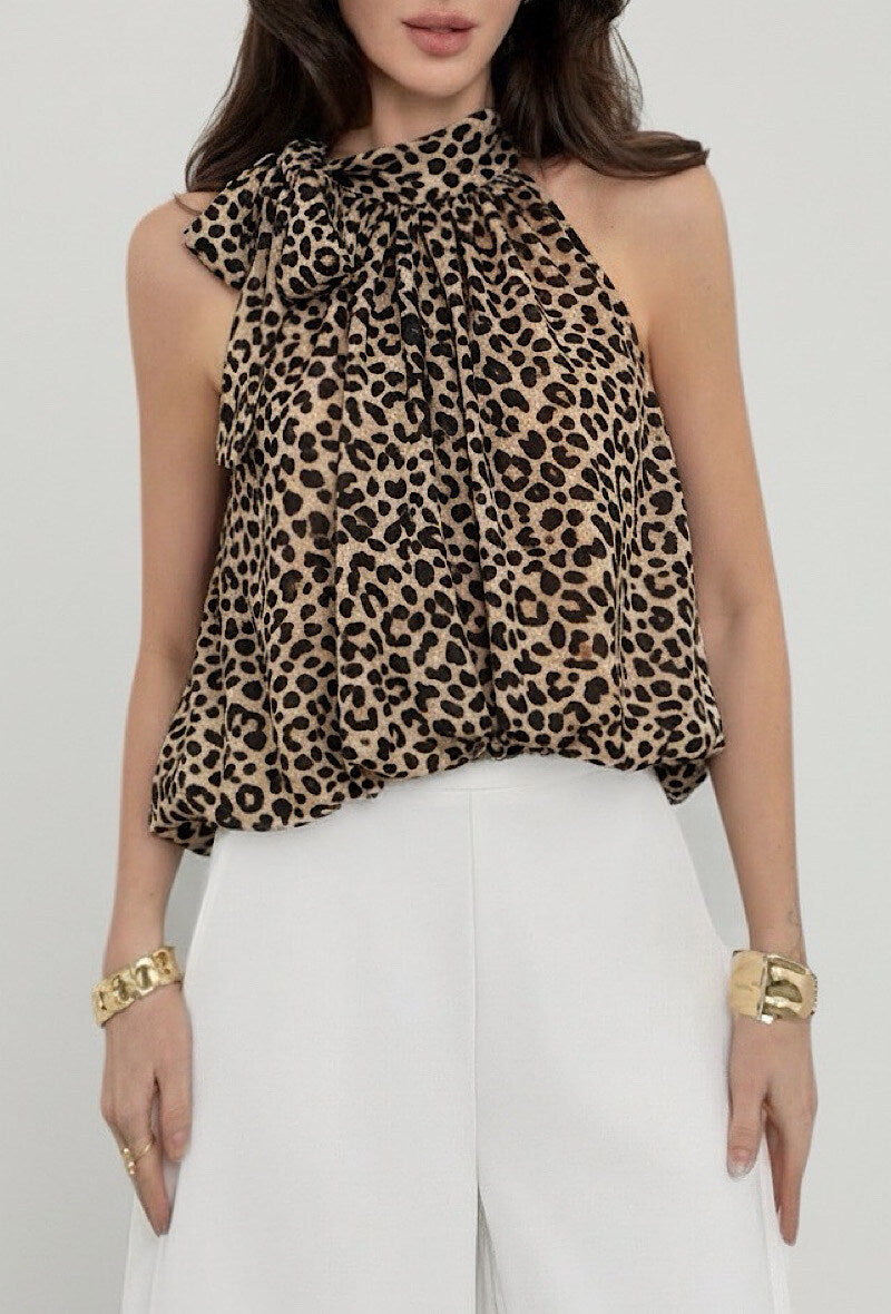 ELNS1 Black Printed Collar Blouse
