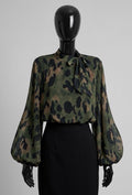 ELLL2 Khaki Leopard Bow Blouse