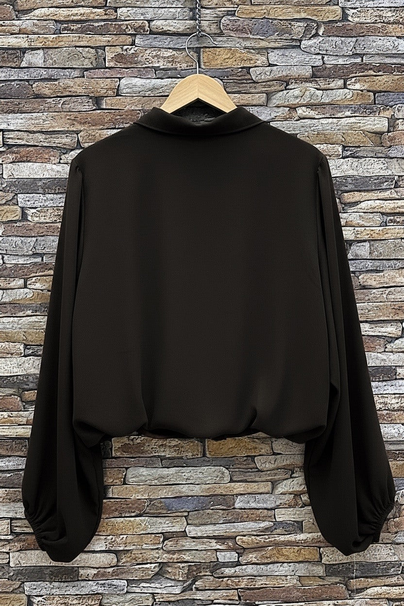 ELLA5 Brown Bow Neck Blouse