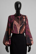 ELLS2 Black Abstract Bow Blouse