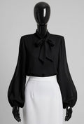 ELLA2 Black Bow Neck Blouse