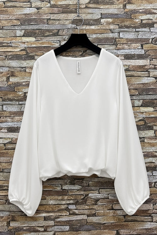 ELAY3 White Balloon Sleeve Blouse