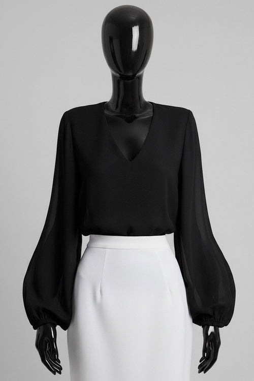 ELAY2 Black Balloon Sleeve Blouse