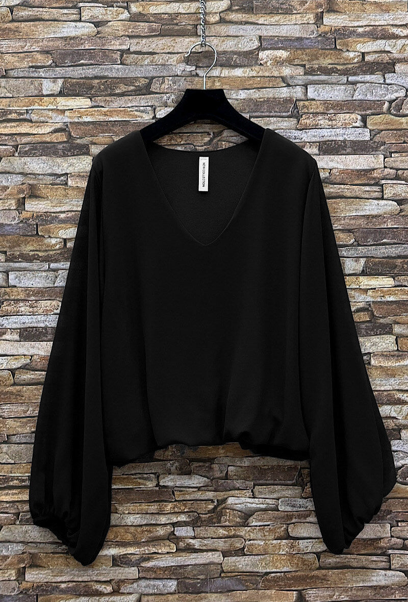 ELAY2 Black Balloon Sleeve Blouse
