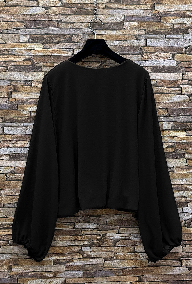 ELAY2 Black Balloon Sleeve Blouse