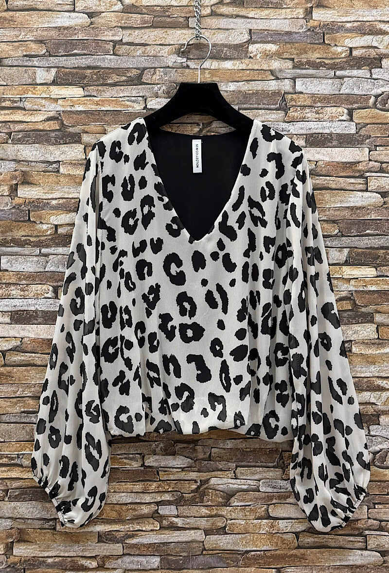 ELAL3 Beige Leopard Print Blouse
