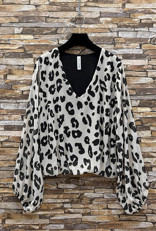 ELAL3 Beige Leopard Print Blouse