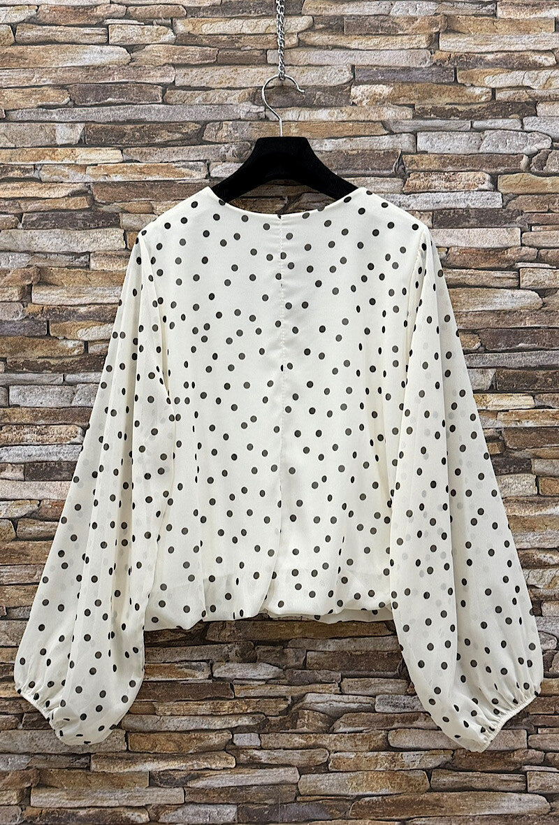 ELAP2 Beige Polka Dot Blouse