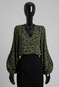 ELAL2 Khaki Leopard Print Blouse