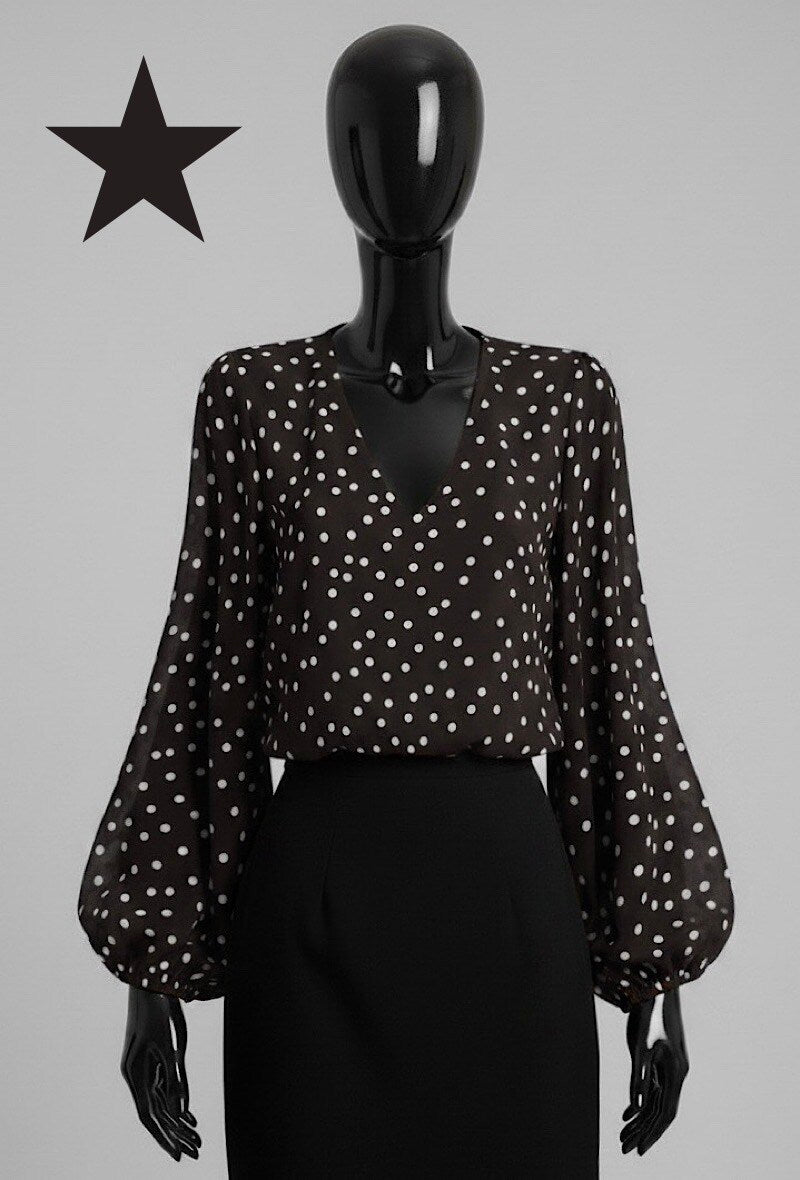 ELAP3 Brown Polka Dot Blouse