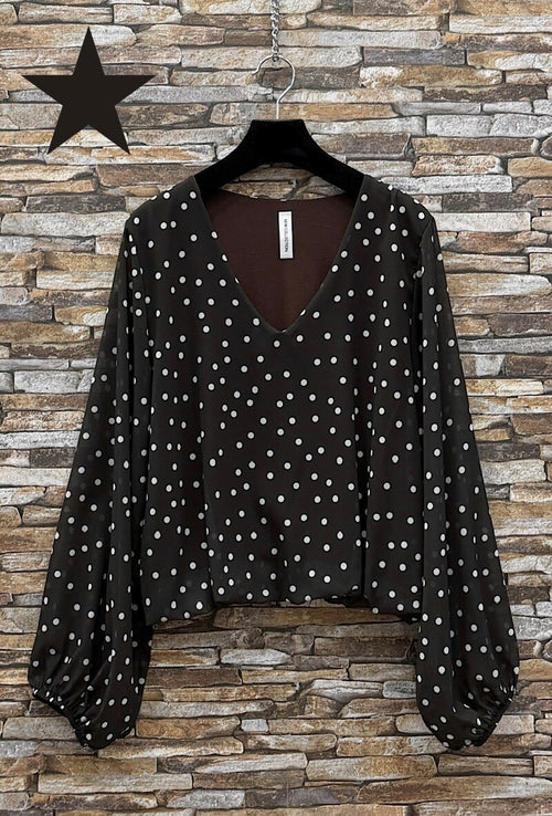 ELAP3 Brown Polka Dot Blouse