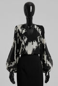 ELAA1 Black Abstract Print Blouse