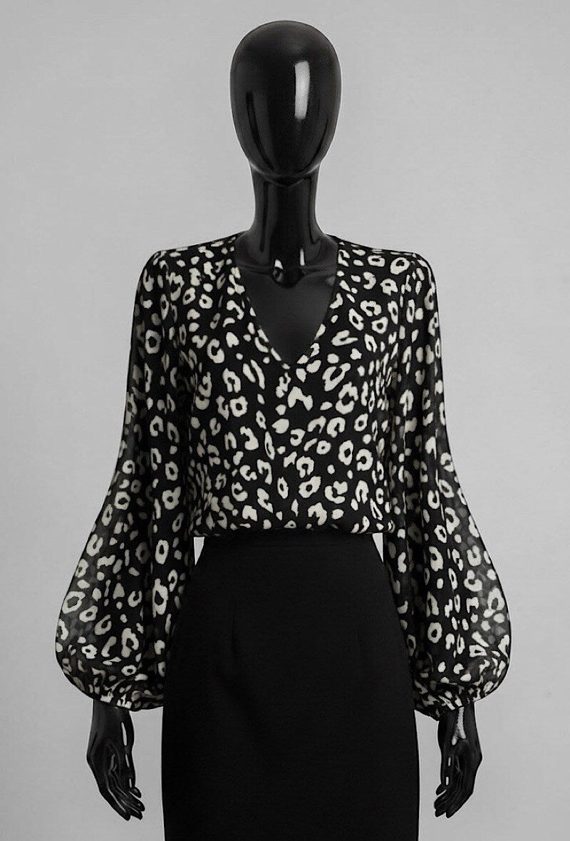 ELAL1 Black Leopard Print Blouse