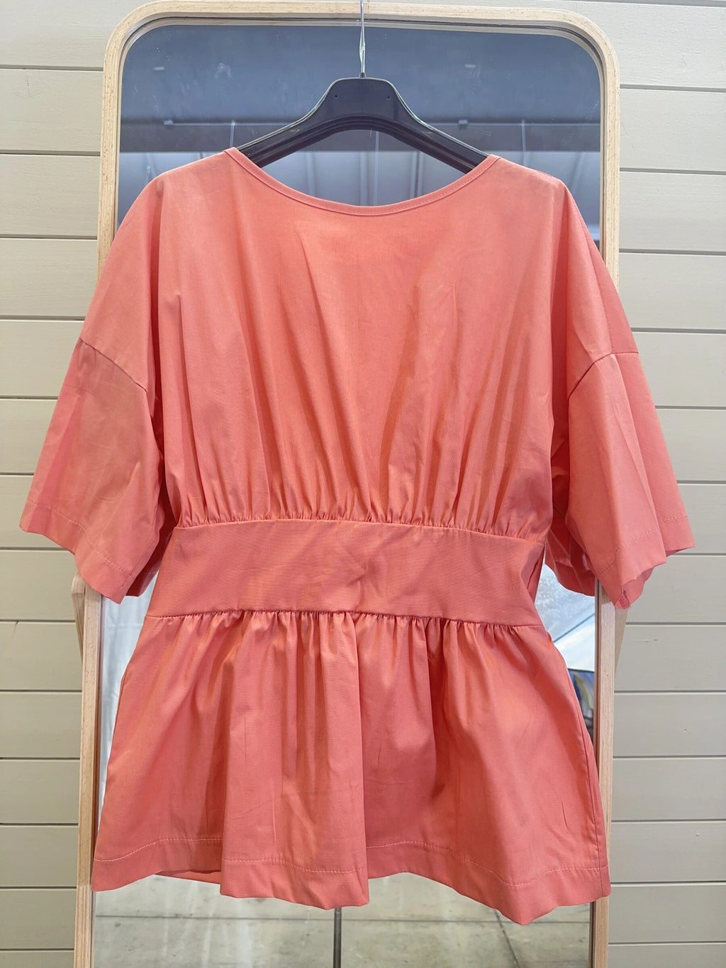 ESTNBSM Cotton Blouse with Back Bow Salmon
