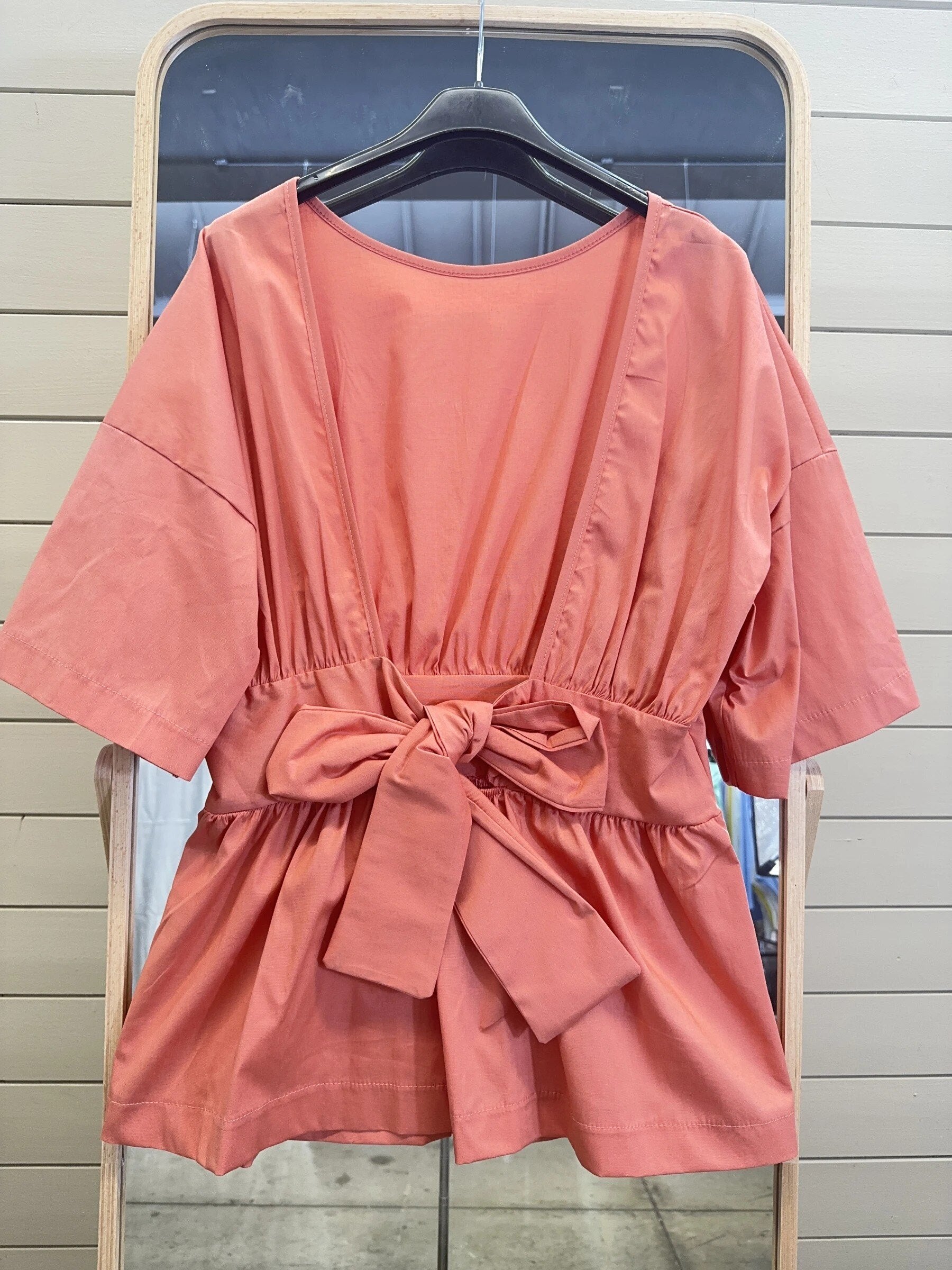 ESTNBSM Cotton Blouse with Back Bow Salmon
