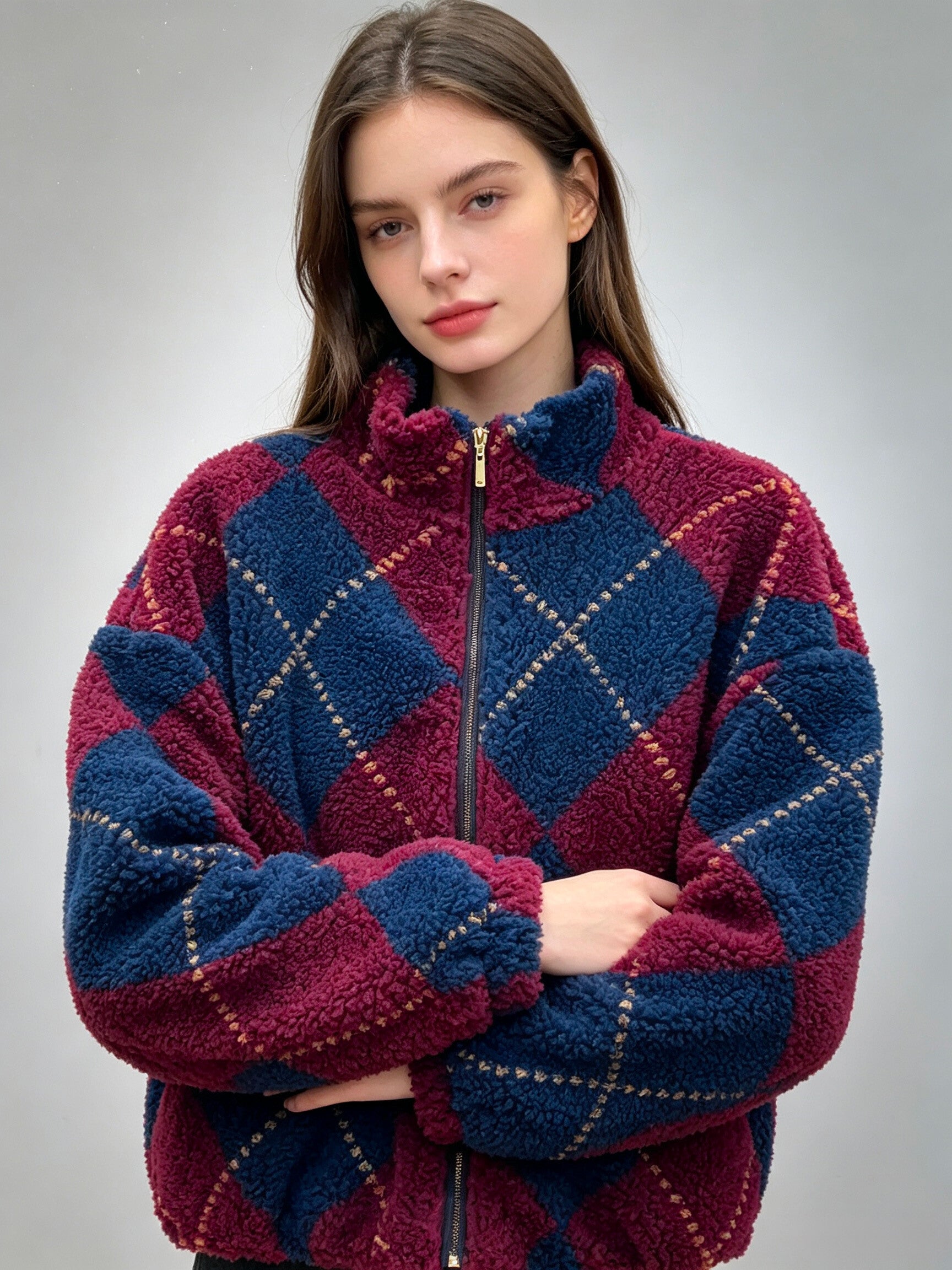 VLBM3 Burgundy Diamond Bomber Jacket