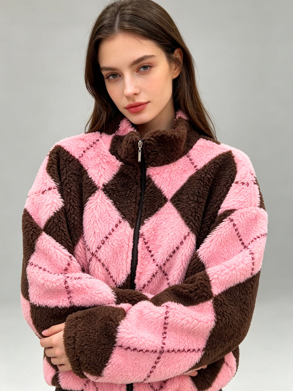 VLBM4 Dusty Pink Diamond Bomber Jacket