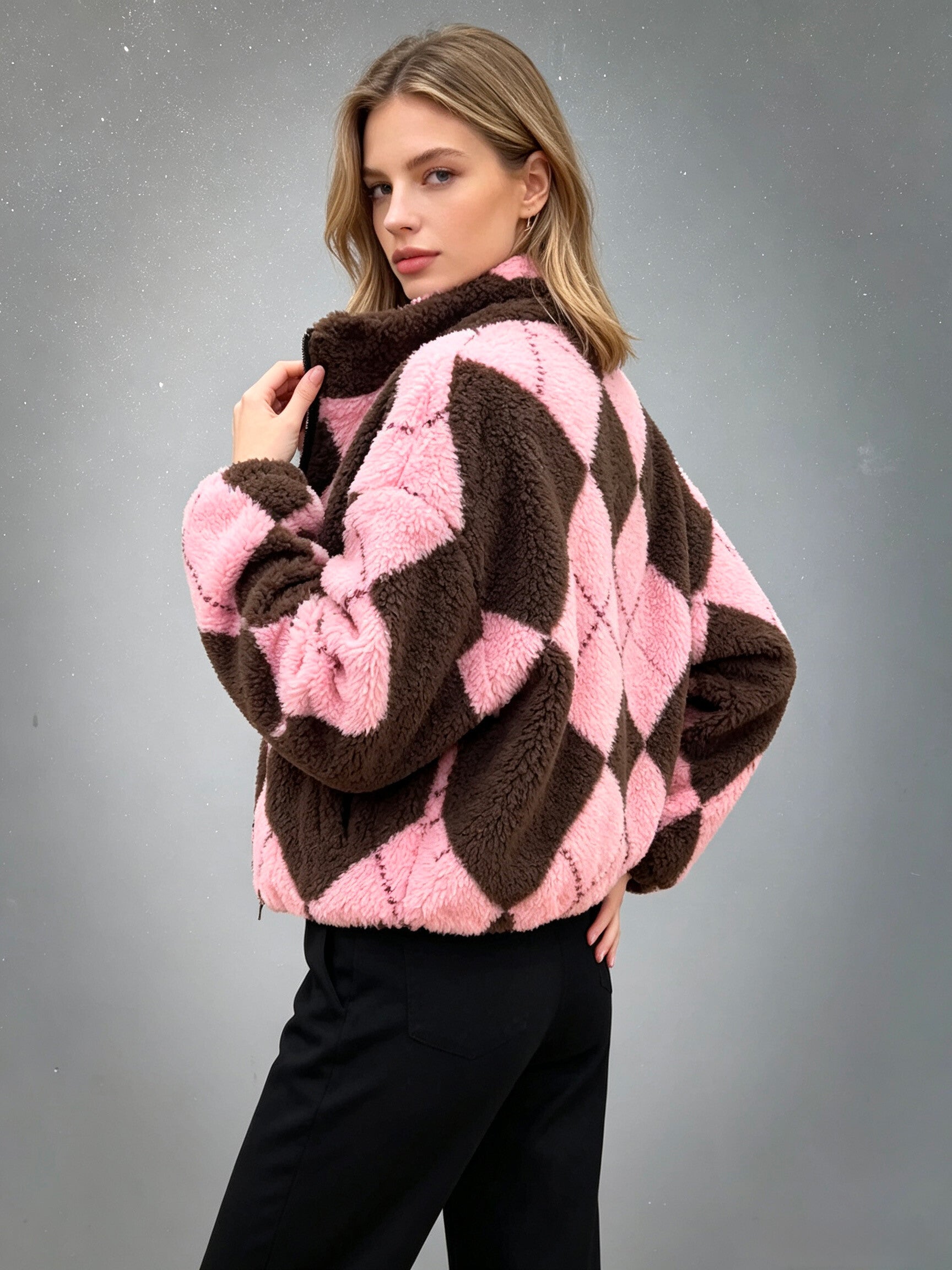 VLBM4 Dusty Pink Diamond Bomber Jacket