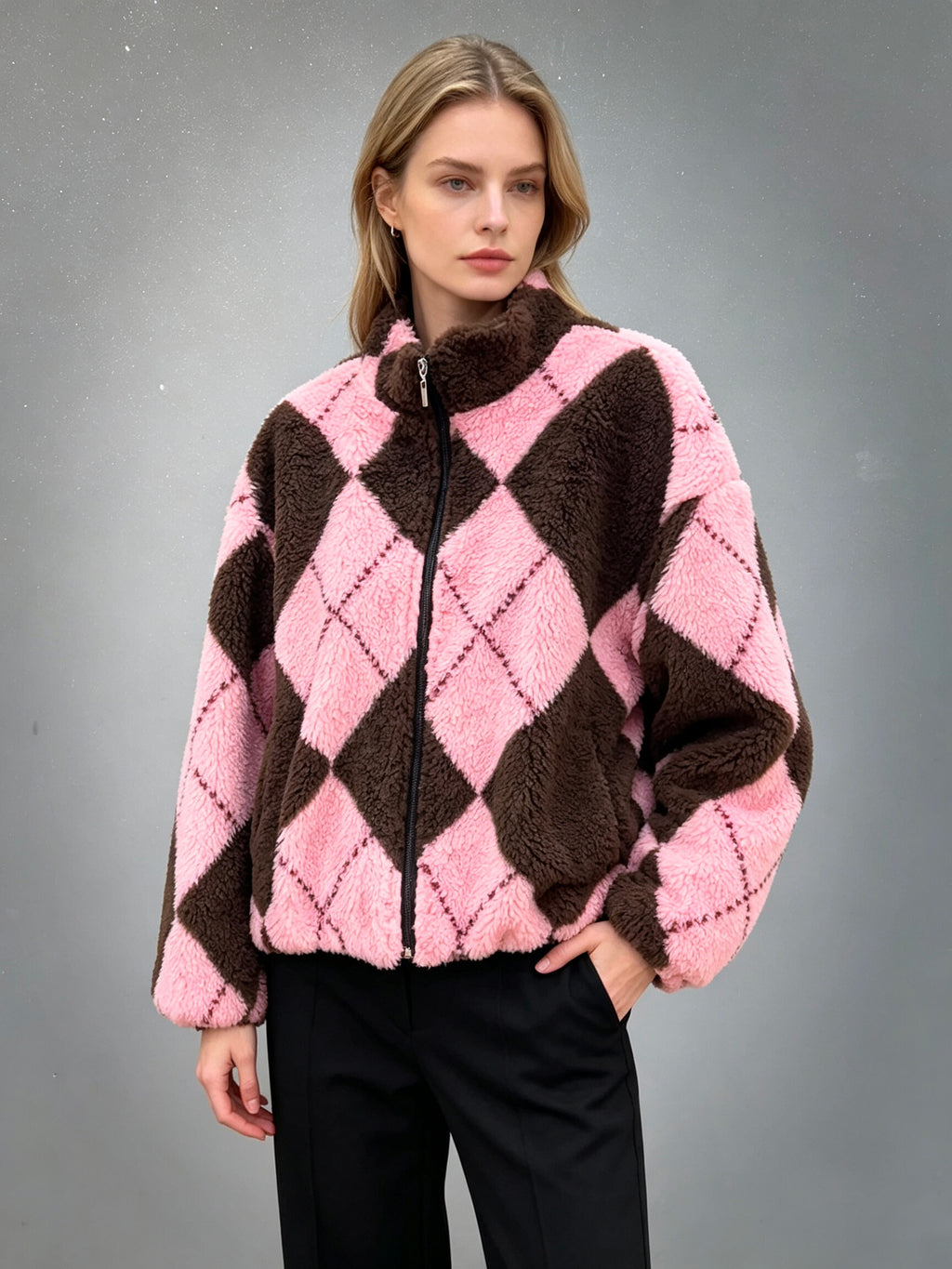 VLBM4 Dusty Pink Diamond Bomber Jacket