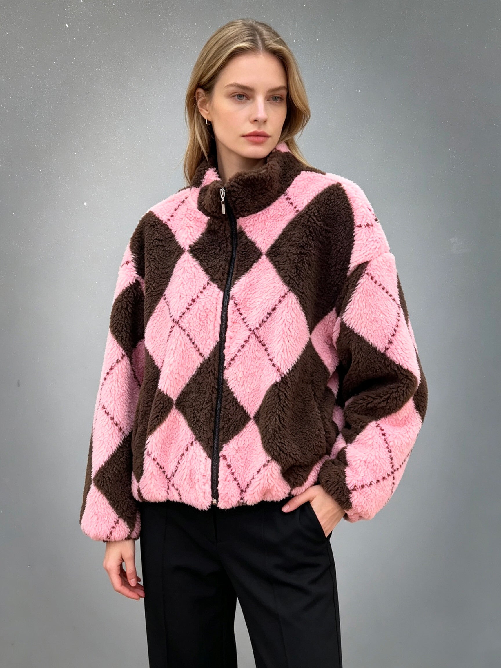 VLBM4 Dusty Pink Diamond Bomber Jacket