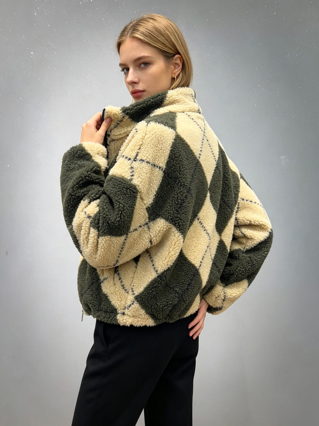 VLBM1 Khaki Diamond Bomber Jacket