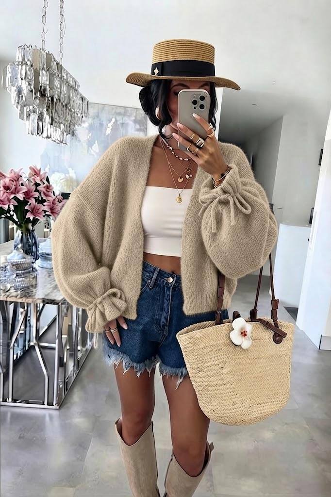 ESTWC6 Beige Wool Cardigan