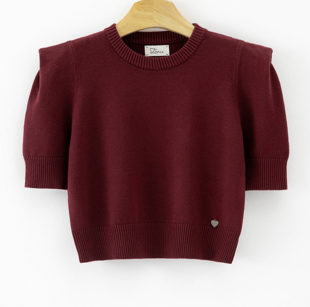LUSSS6 Burgundy Structured Shoulder Sweater