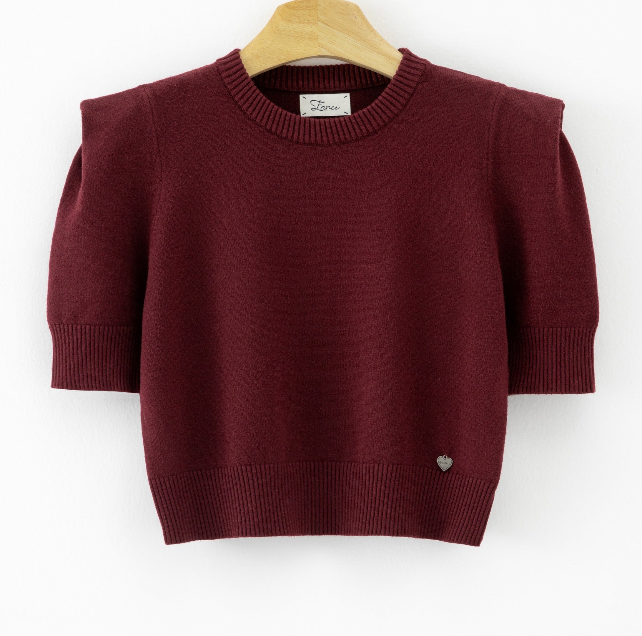 LUSSS6 Burgundy Structured Shoulder Sweater
