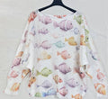 Fish  V-Neck Knit Printed Long Sleeves Sweater LOOWIE