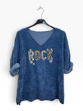 VM105 Denim Blue Sequin Rock Sweater