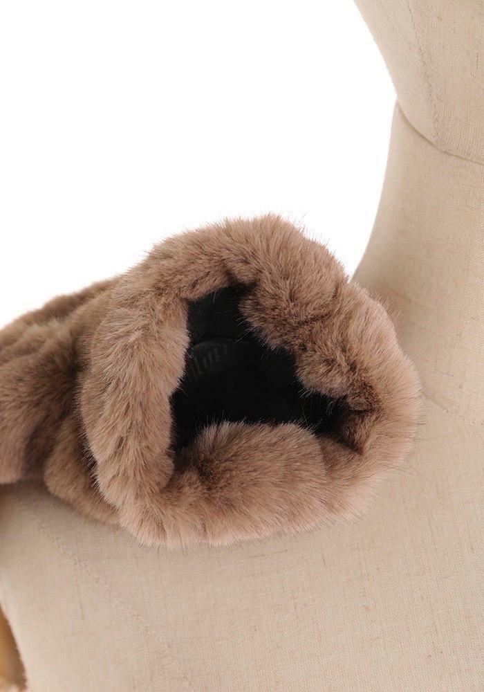 JA323 Taupe Ribbed Fur Mittens