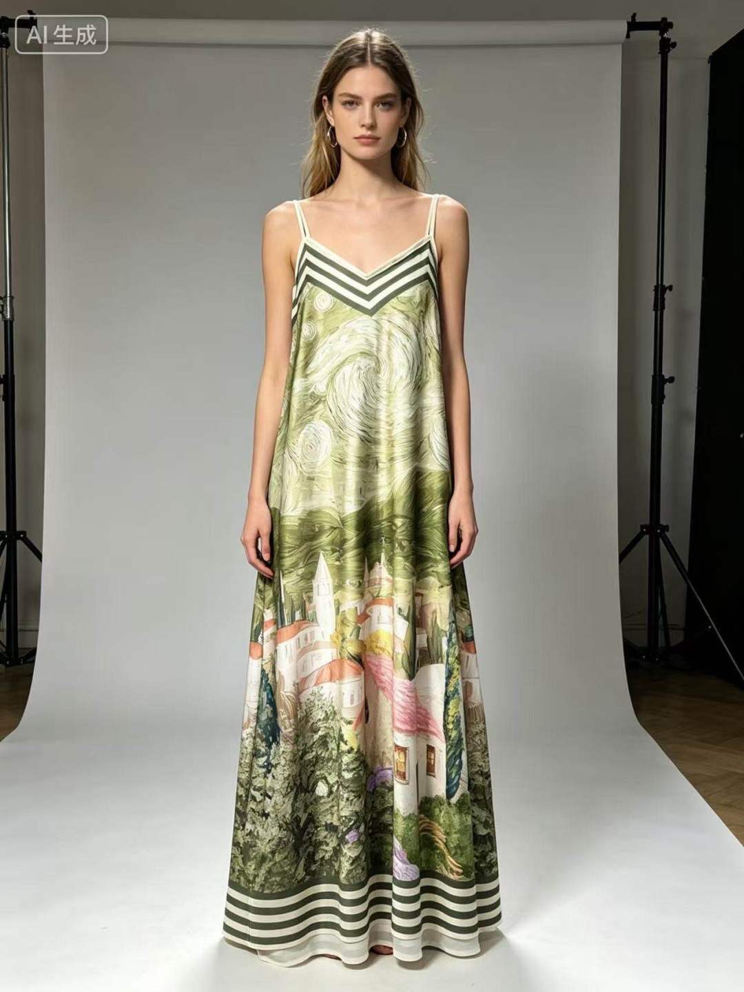 CRSNKH Starry Night Maxi Dress Khaki