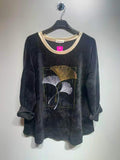 CO56 Black Ginkgo Print Tunic