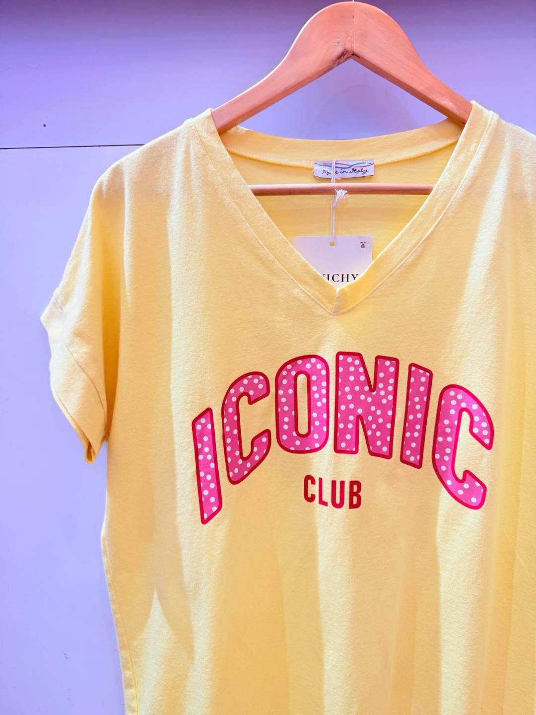 IV0085YL Cotton Iconic V-Neck T-Shirt Plus Size Yellow