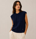 LUCKV11 Navy Cable Knit Vest