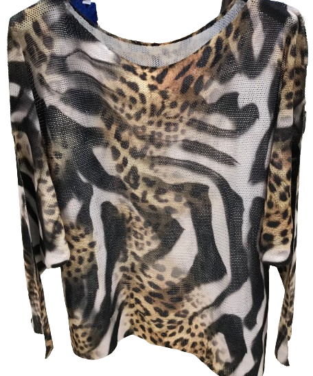 Z322 Multi Animal Zebra Round Knit Printed Sweater LOOWIE
