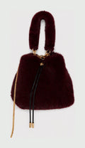 JA420 Wine Faux Fur Bucket Bag